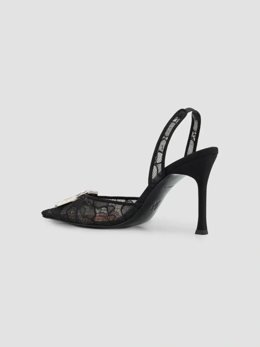 Amina Muaddi Women's Camelia 90MM Lace Slingback Pumps | Thumbnail 4