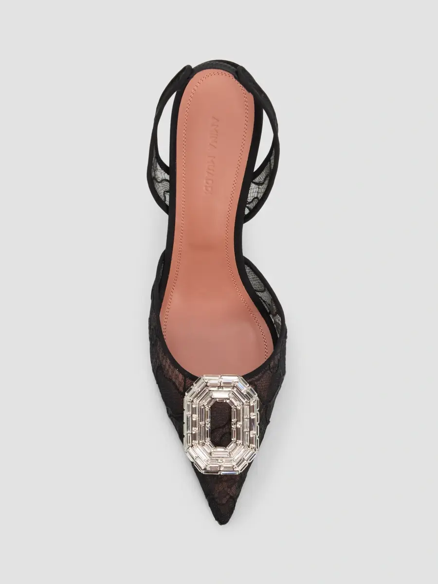 Amina Muaddi Women's Camelia 90MM Lace Slingback Pumps | Thumbnail 6