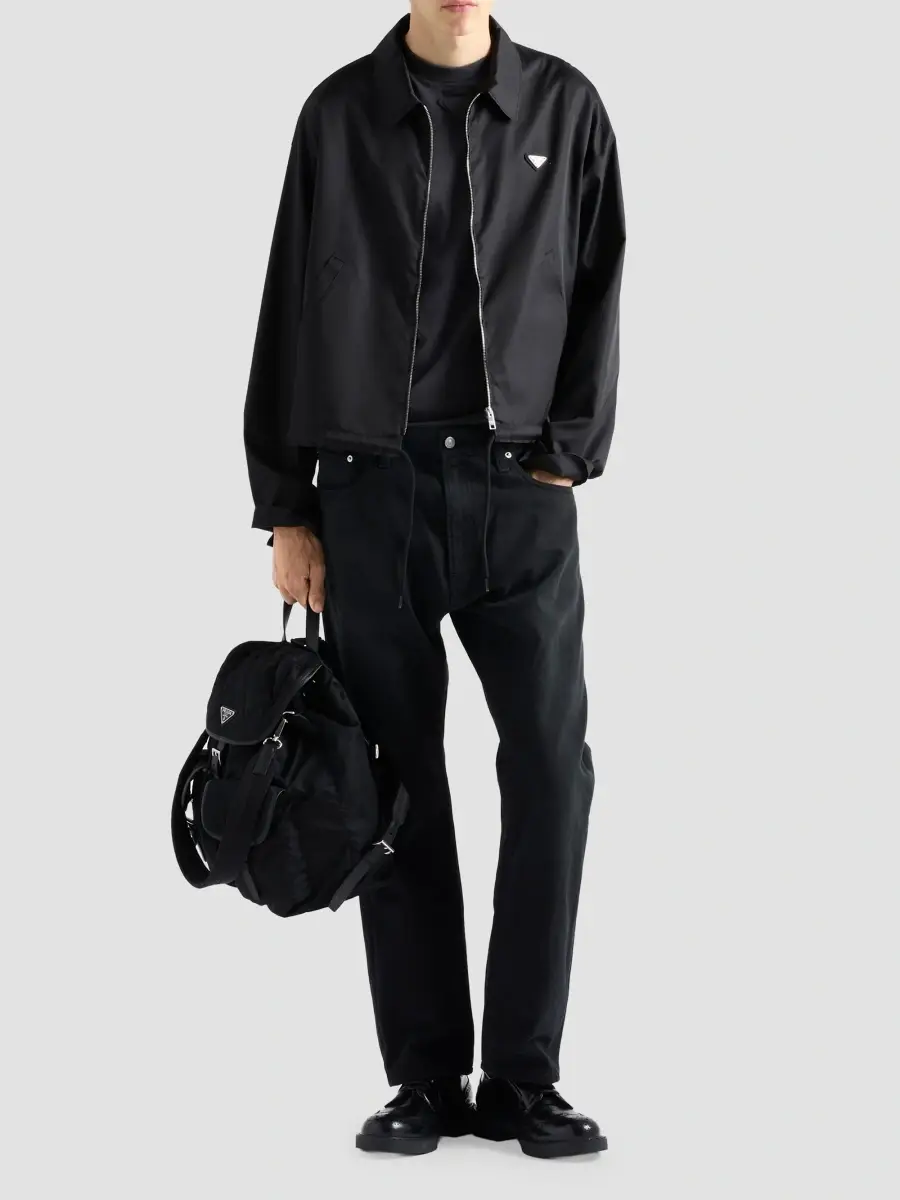 Prada Men's Re-Nylon and Leather Backpack - Black | Thumbnail 2