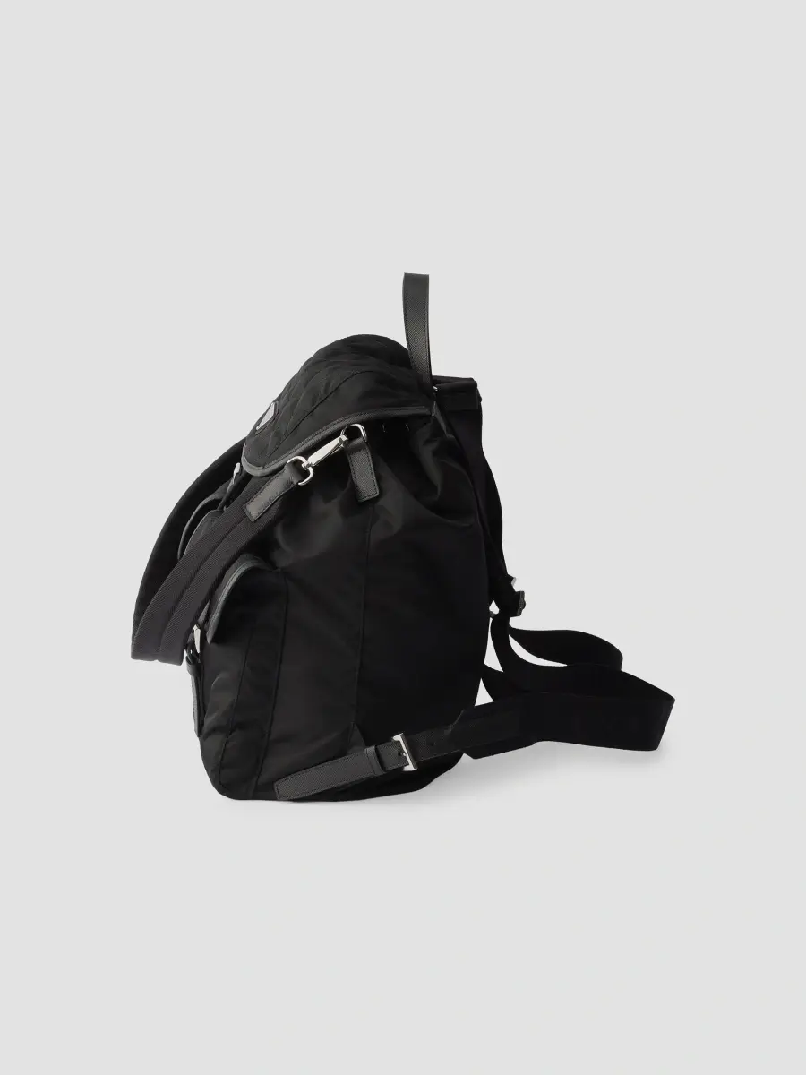 Prada Men's Re-Nylon and Leather Backpack - Black | Thumbnail 6