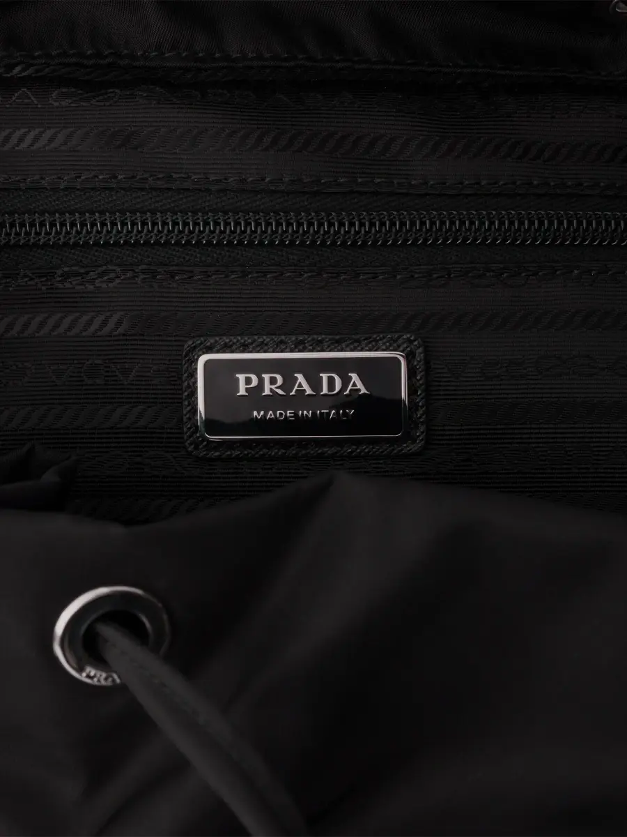 Prada Men's Re-Nylon and Leather Backpack - Black | Thumbnail 8