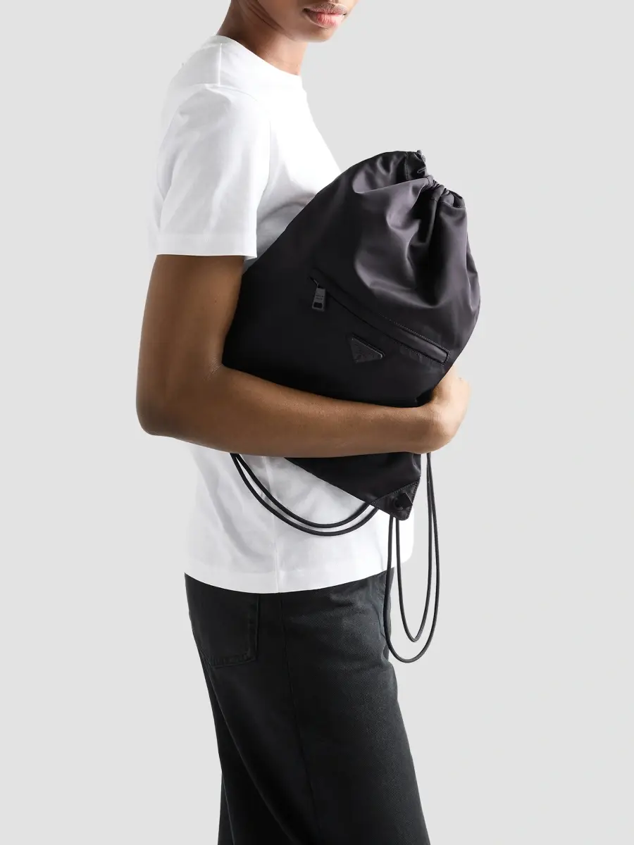 Prada Men's Re-Nylon Drawstring Backpack | Thumbnail 3 Prada Men's Re-Nylon Drawstring Backpack | Thumbnail 3