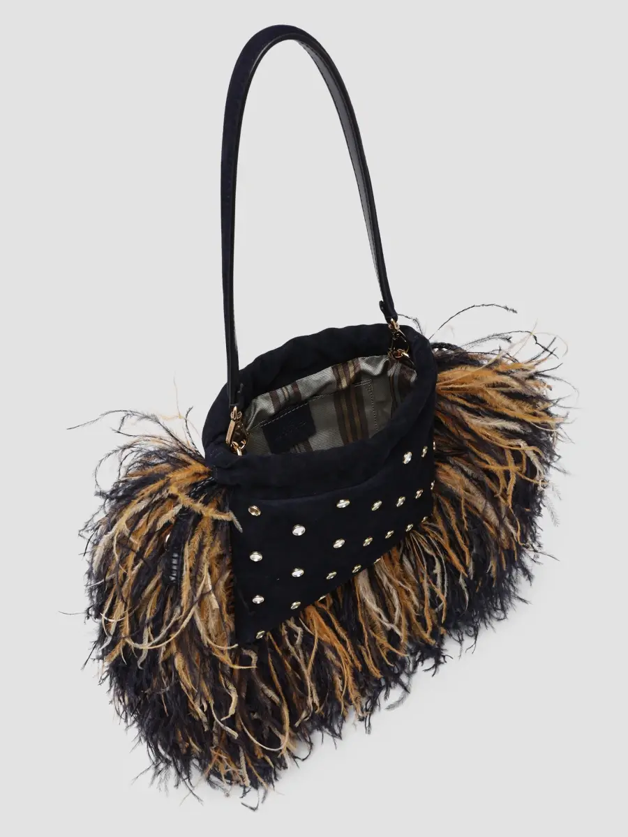 Etro Women's Kalispera Small Feather-Trim Suede Shoulder Bag | Thumbnail 4 Etro Women's Kalispera Small Feather-Trim Suede Shoulder Bag | Thumbnail 4