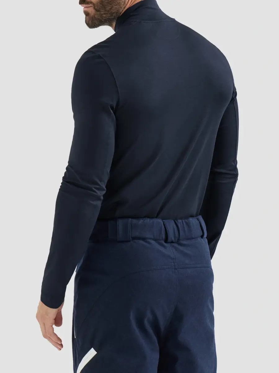Brunello Cucinelli Men's Comfort Silk Jersey Long Sleeve T-Shirt with Embroidery - Navy Blue | Thumbnail 4