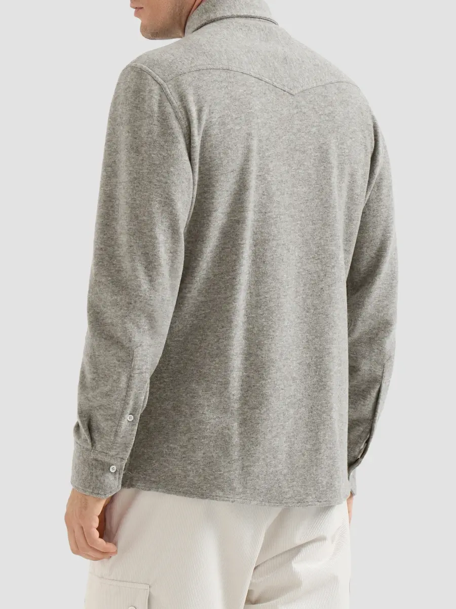 Brunello Cucinelli Men's Techno Cashmere and Cotton Western Shirt | Thumbnail 4 Brunello Cucinelli Men's Techno Cashmere and Cotton Western Shirt | Thumbnail 4