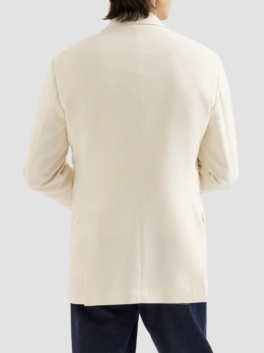 Brunello Cucinelli Men's Virgin Wool and Cotton Chevron Tailor Blazer | Thumbnail 3 Brunello Cucinelli Men's Virgin Wool and Cotton Chevron Tailor Blazer | Thumbnail 3