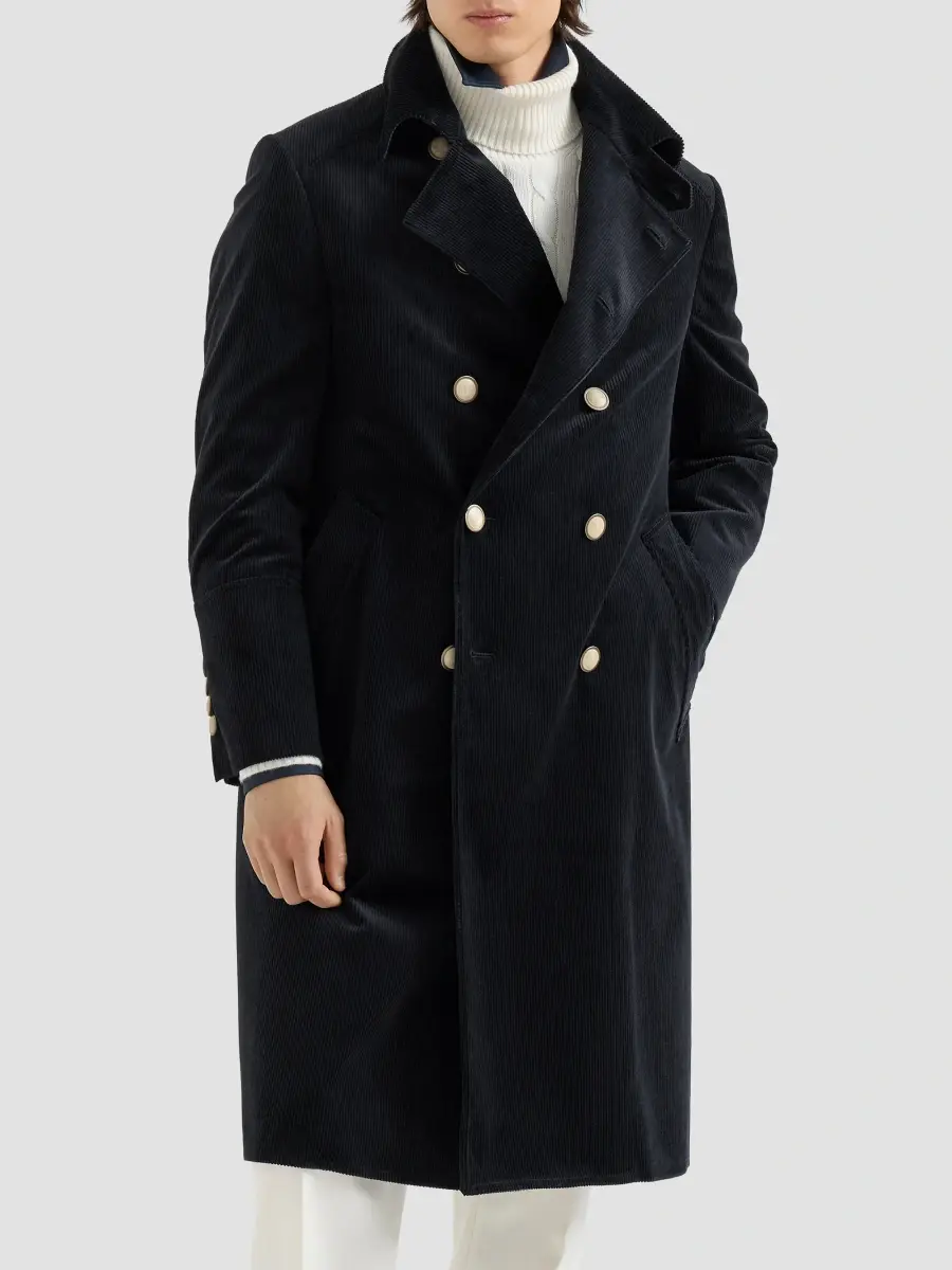 Brunello Cucinelli Men's Comfort Cotton and Cashmere Corduroy One and A Half Breasted Coat | Thumbnail 2 Brunello Cucinelli Men's Comfort Cotton and Cashmere Corduroy One and A Half Breasted Coat | Thumbnail 2