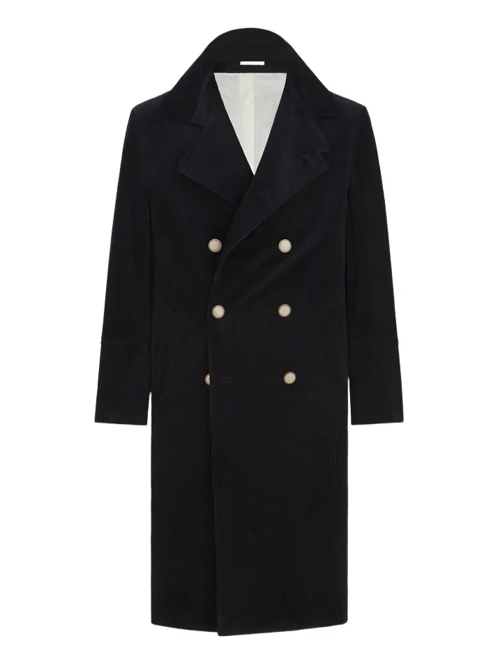 Brunello Cucinelli Men's Comfort Cotton and Cashmere Corduroy One and A Half Breasted Coat