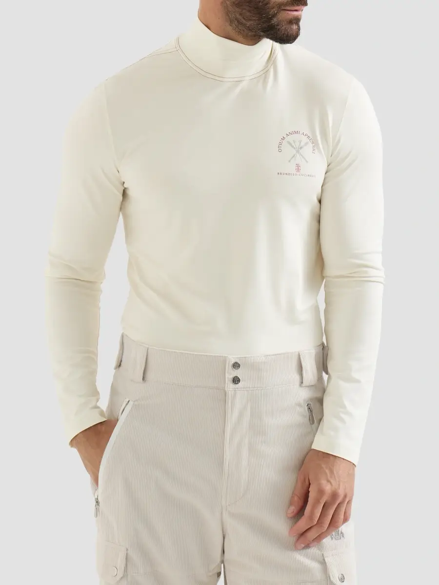 Brunello Cucinelli Men's Comfort Silk Jersey Long Sleeve T-Shirt with Embroidery - Panama | Thumbnail 3 Brunello Cucinelli Men's Comfort Silk Jersey Long Sleeve T-Shirt with Embroidery - Panama | Thumbnail 3