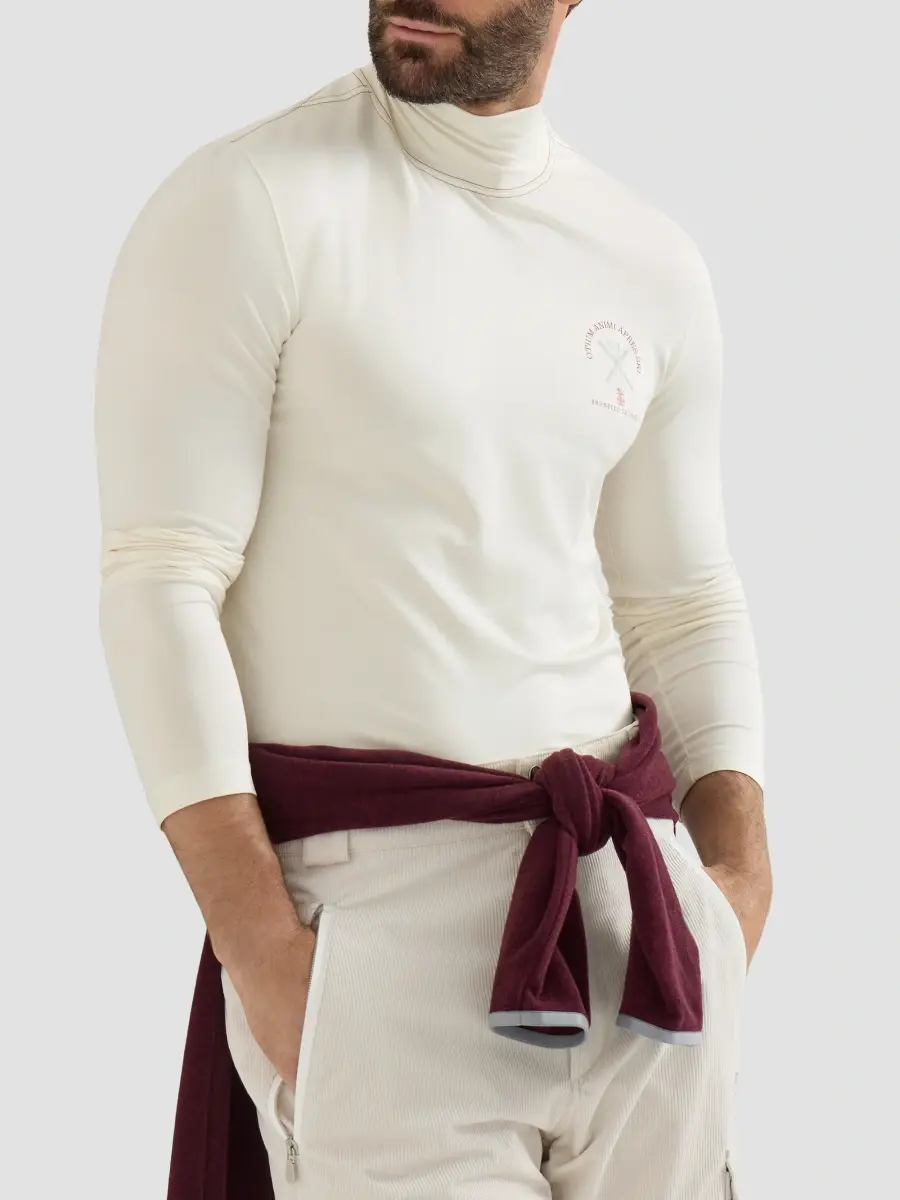 Brunello Cucinelli Men's Comfort Silk Jersey Long Sleeve T-Shirt with Embroidery - Panama | Thumbnail 5 Brunello Cucinelli Men's Comfort Silk Jersey Long Sleeve T-Shirt with Embroidery - Panama | Thumbnail 5