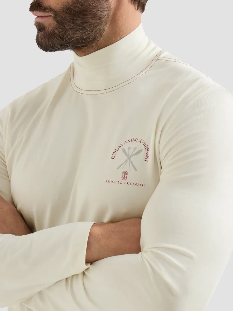 Brunello Cucinelli Men's Comfort Silk Jersey Long Sleeve T-Shirt with Embroidery - Panama | Thumbnail 6 Brunello Cucinelli Men's Comfort Silk Jersey Long Sleeve T-Shirt with Embroidery - Panama | Thumbnail 6