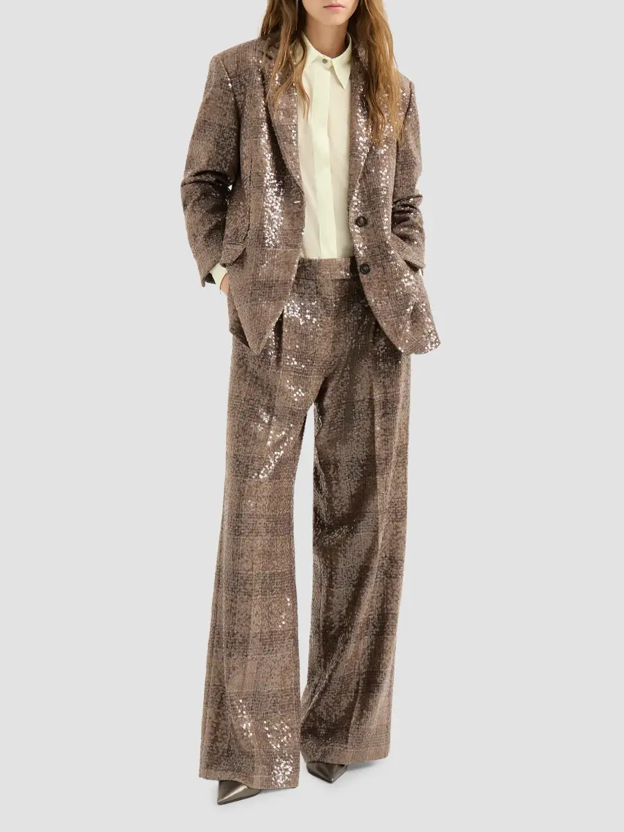 Brunello Cucinelli Women's Silk Sparkling Pinstripe Shirt with Monili - White | Thumbnail 2 Brunello Cucinelli Women's Silk Sparkling Pinstripe Shirt with Monili - White | Thumbnail 2
