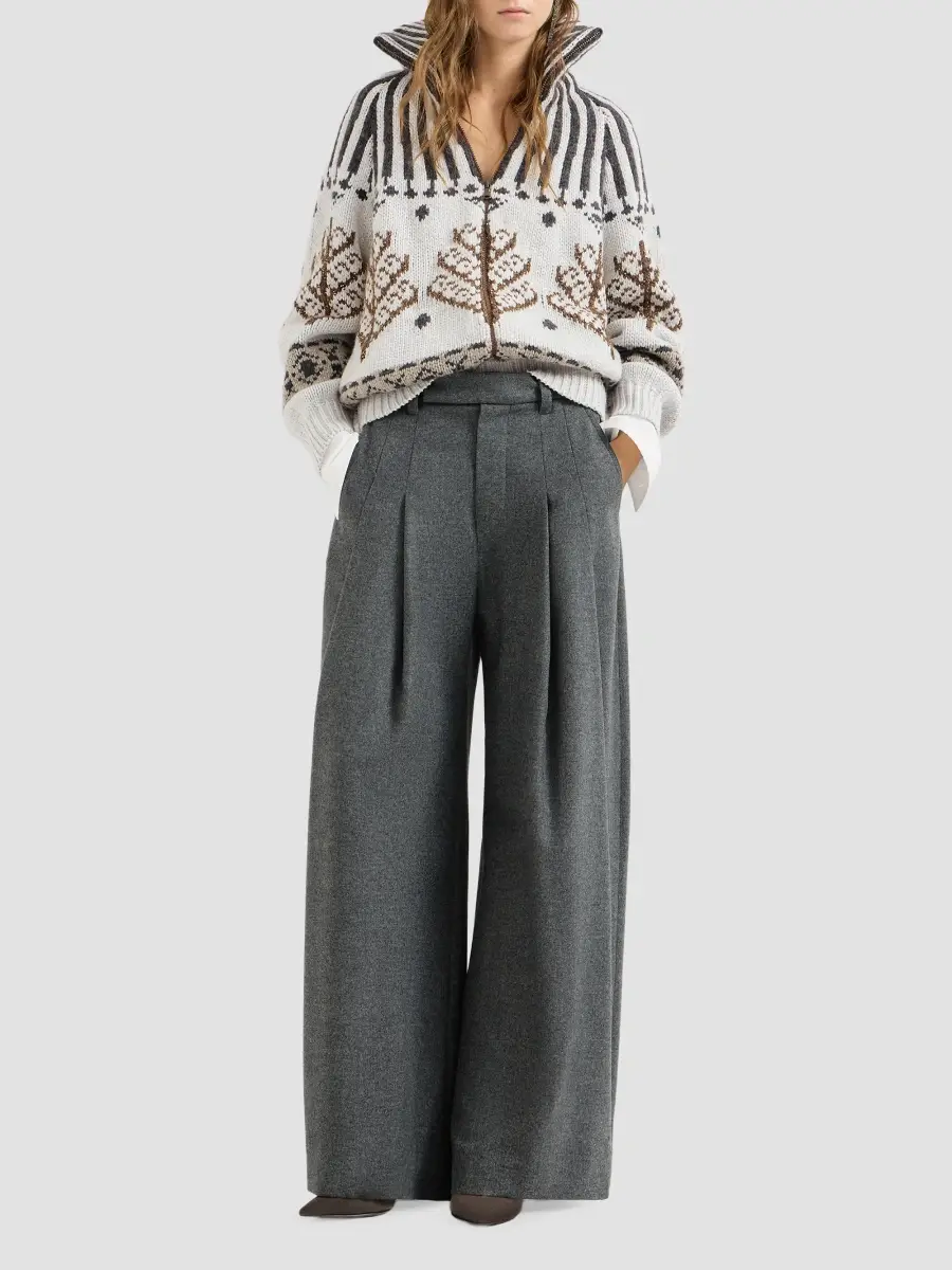 Brunello Cucinelli Women's Cashmere and Mohair Nordic Heritage High-Neck Cardigan | Thumbnail 2 Brunello Cucinelli Women's Cashmere and Mohair Nordic Heritage High-Neck Cardigan | Thumbnail 2