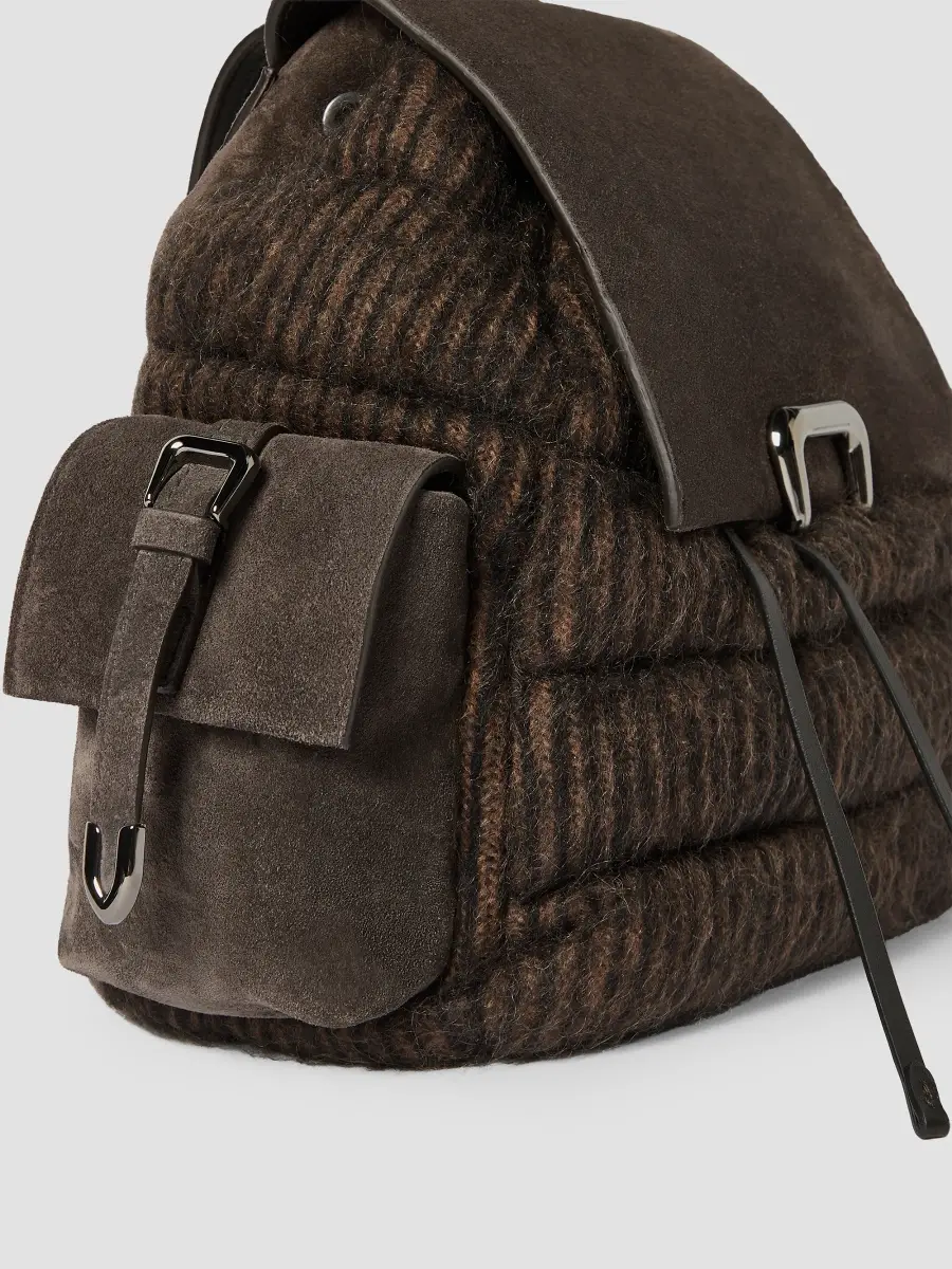 Brunello Cucinelli Women's Sartorial Backpack in Mohair and Wool Knit - Pepper | Thumbnail 4