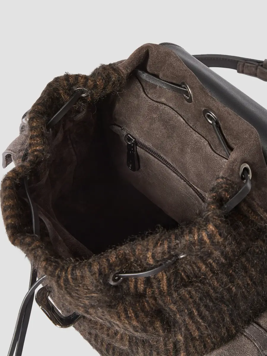 Brunello Cucinelli Women's Sartorial Backpack in Mohair and Wool Knit - Pepper | Thumbnail 5