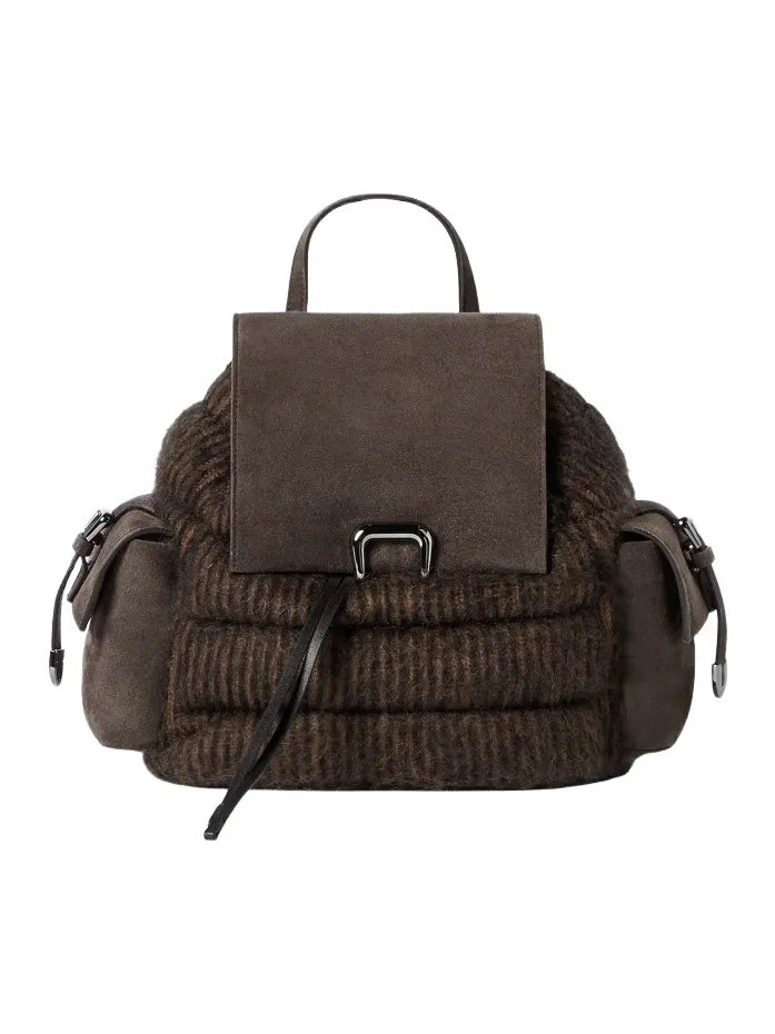 Women's Sartorial Backpack in Mohair and Wool Knit - Pepper