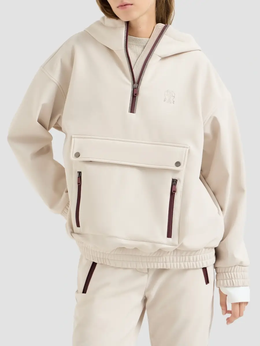 Brunello Cucinelli Women's Bonded Nylon Hooded Mountain Sweatshirt | Thumbnail 3 Brunello Cucinelli Women's Bonded Nylon Hooded Mountain Sweatshirt | Thumbnail 3