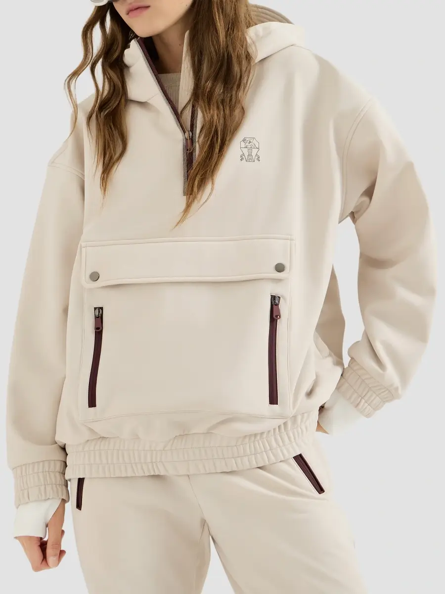 Brunello Cucinelli Women's Bonded Nylon Hooded Mountain Sweatshirt | Thumbnail 6 Brunello Cucinelli Women's Bonded Nylon Hooded Mountain Sweatshirt | Thumbnail 6