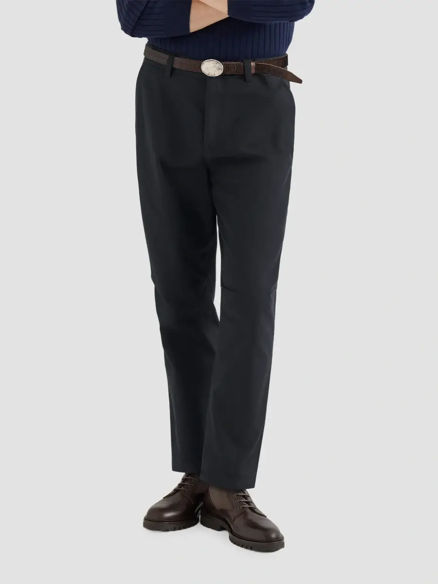 Brunello Cucinelli Men's Cotton and Virgin Wool Gabardine Ergonomic Trousers | Thumbnail 4 Brunello Cucinelli Men's Cotton and Virgin Wool Gabardine Ergonomic Trousers | Thumbnail 4