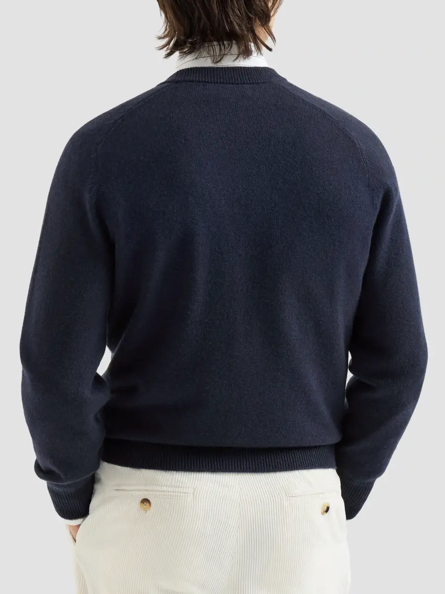 Brunello Cucinelli Men's Cashmere Cardigan with Metal Buttons - Navy Blue | Thumbnail 3 Brunello Cucinelli Men's Cashmere Cardigan with Metal Buttons - Navy Blue | Thumbnail 3