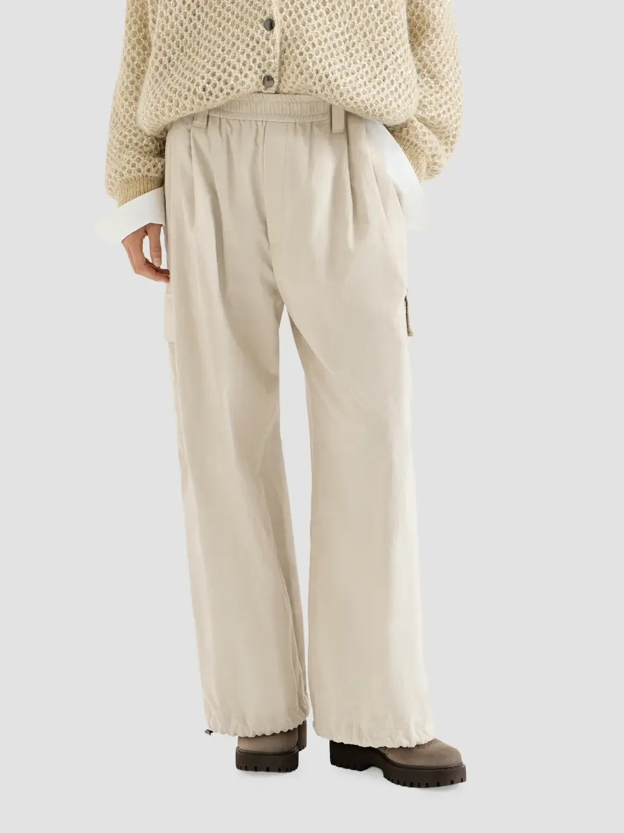 Brunello Cucinelli Women's Techno Cotton and Cashmere Corduroy Baggy Cargo Trousers | Thumbnail 2 Brunello Cucinelli Women's Techno Cotton and Cashmere Corduroy Baggy Cargo Trousers | Thumbnail 2