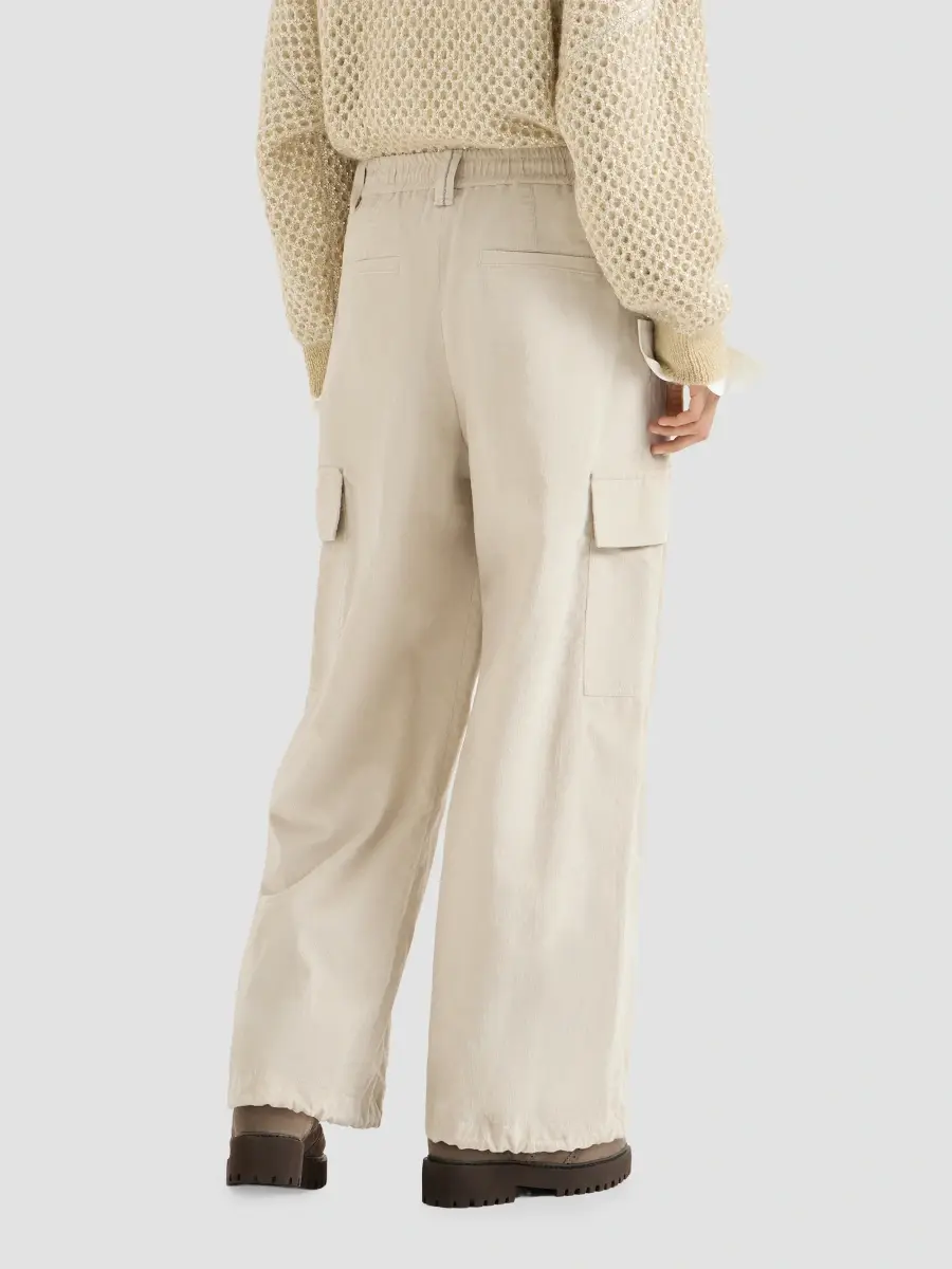 Brunello Cucinelli Women's Techno Cotton and Cashmere Corduroy Baggy Cargo Trousers | Thumbnail 3 Brunello Cucinelli Women's Techno Cotton and Cashmere Corduroy Baggy Cargo Trousers | Thumbnail 3