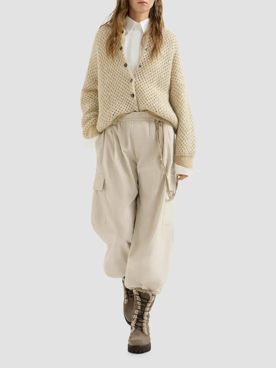 Brunello Cucinelli Women's Techno Cotton and Cashmere Corduroy Baggy Cargo Trousers | Thumbnail 4 Brunello Cucinelli Women's Techno Cotton and Cashmere Corduroy Baggy Cargo Trousers | Thumbnail 4