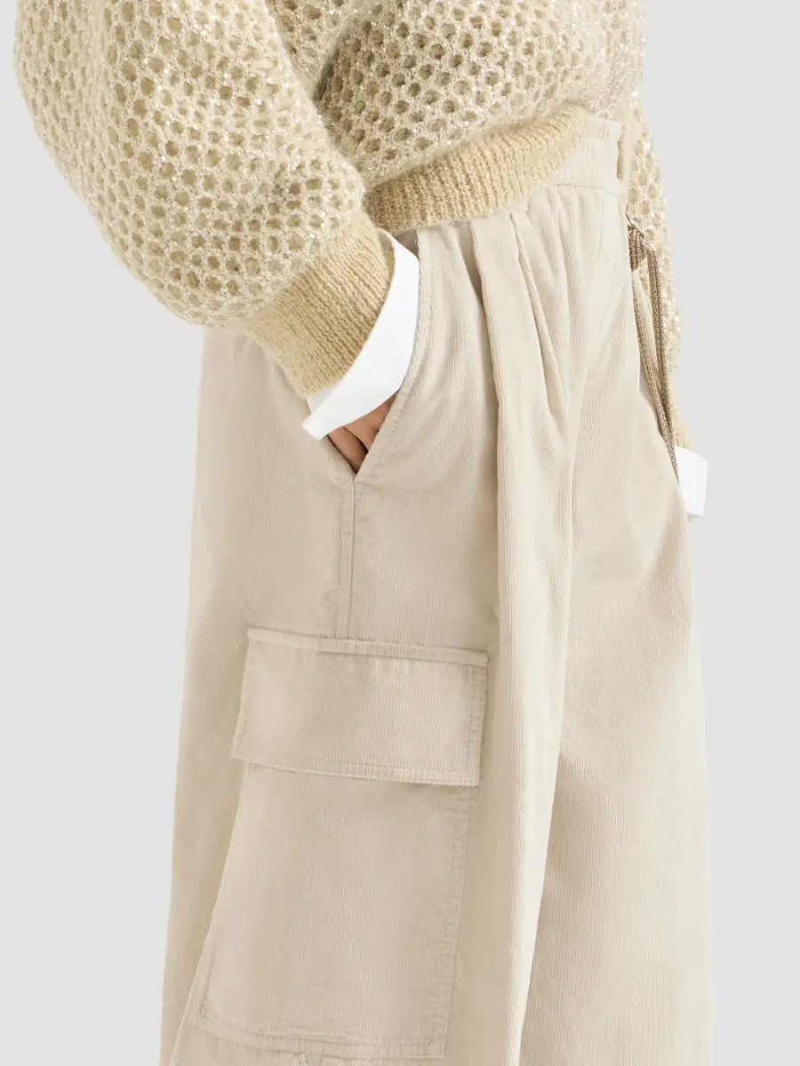 Brunello Cucinelli Women's Techno Cotton and Cashmere Corduroy Baggy Cargo Trousers | Thumbnail 5 Brunello Cucinelli Women's Techno Cotton and Cashmere Corduroy Baggy Cargo Trousers | Thumbnail 5