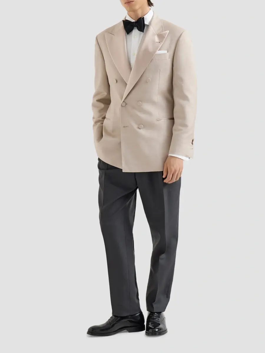 Brunello Cucinelli Men's Sea Island Cotton Twill Shirt with Italian Collar - White | Thumbnail 2 Brunello Cucinelli Men's Sea Island Cotton Twill Shirt with Italian Collar - White | Thumbnail 2