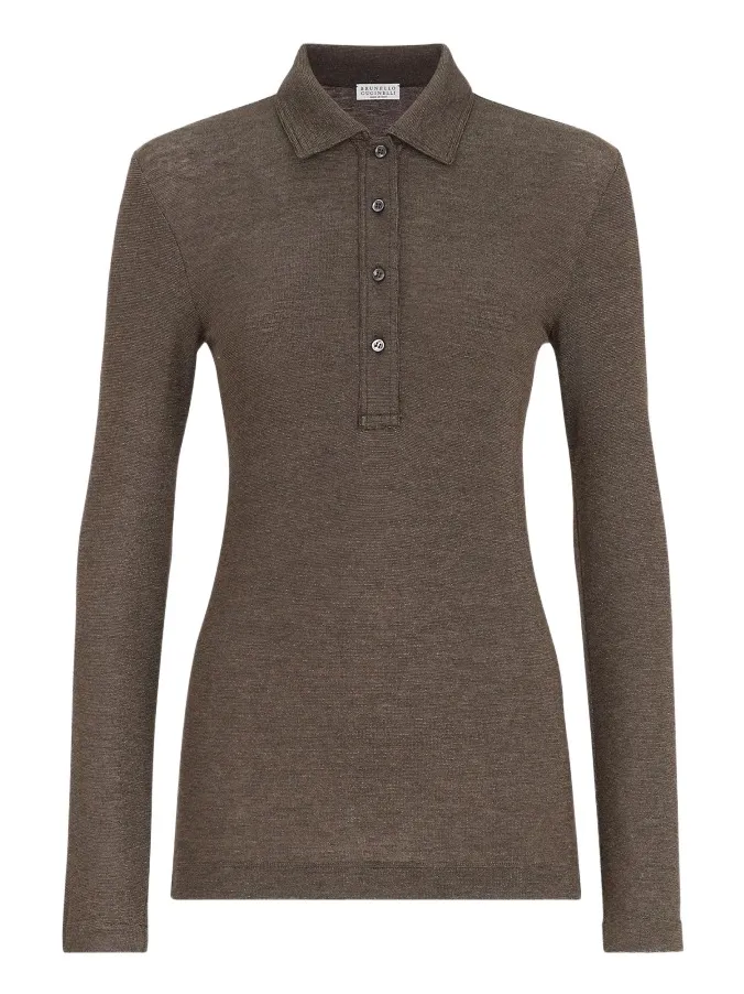 Women's Sparkling Virgin Wool Jersey Polo Shirt