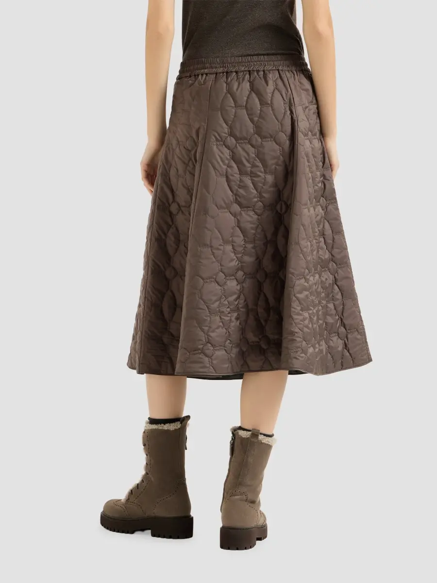 Brunello Cucinelli Women's Water-Resistant Matte Nylon Quilted Skirt with Thermore - Coffee | Thumbnail 3 Brunello Cucinelli Women's Water-Resistant Matte Nylon Quilted Skirt with Thermore - Coffee | Thumbnail 3