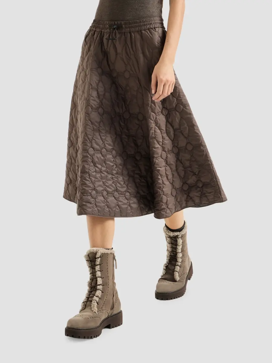 Brunello Cucinelli Women's Water-Resistant Matte Nylon Quilted Skirt with Thermore - Coffee | Thumbnail 4 Brunello Cucinelli Women's Water-Resistant Matte Nylon Quilted Skirt with Thermore - Coffee | Thumbnail 4