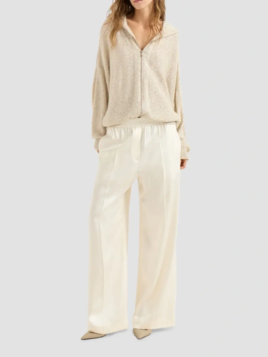 Brunello Cucinelli Women's Dazzling Texture Mohair and Wool Hooded Cardigan | Thumbnail 2
