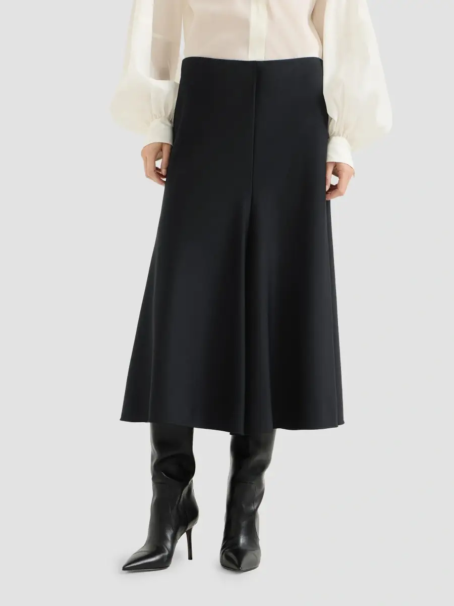 Brunello Cucinelli Women's Comfort Virgin Wool and Viscose Twill Flute Skirt | Thumbnail 3 Brunello Cucinelli Women's Comfort Virgin Wool and Viscose Twill Flute Skirt | Thumbnail 3