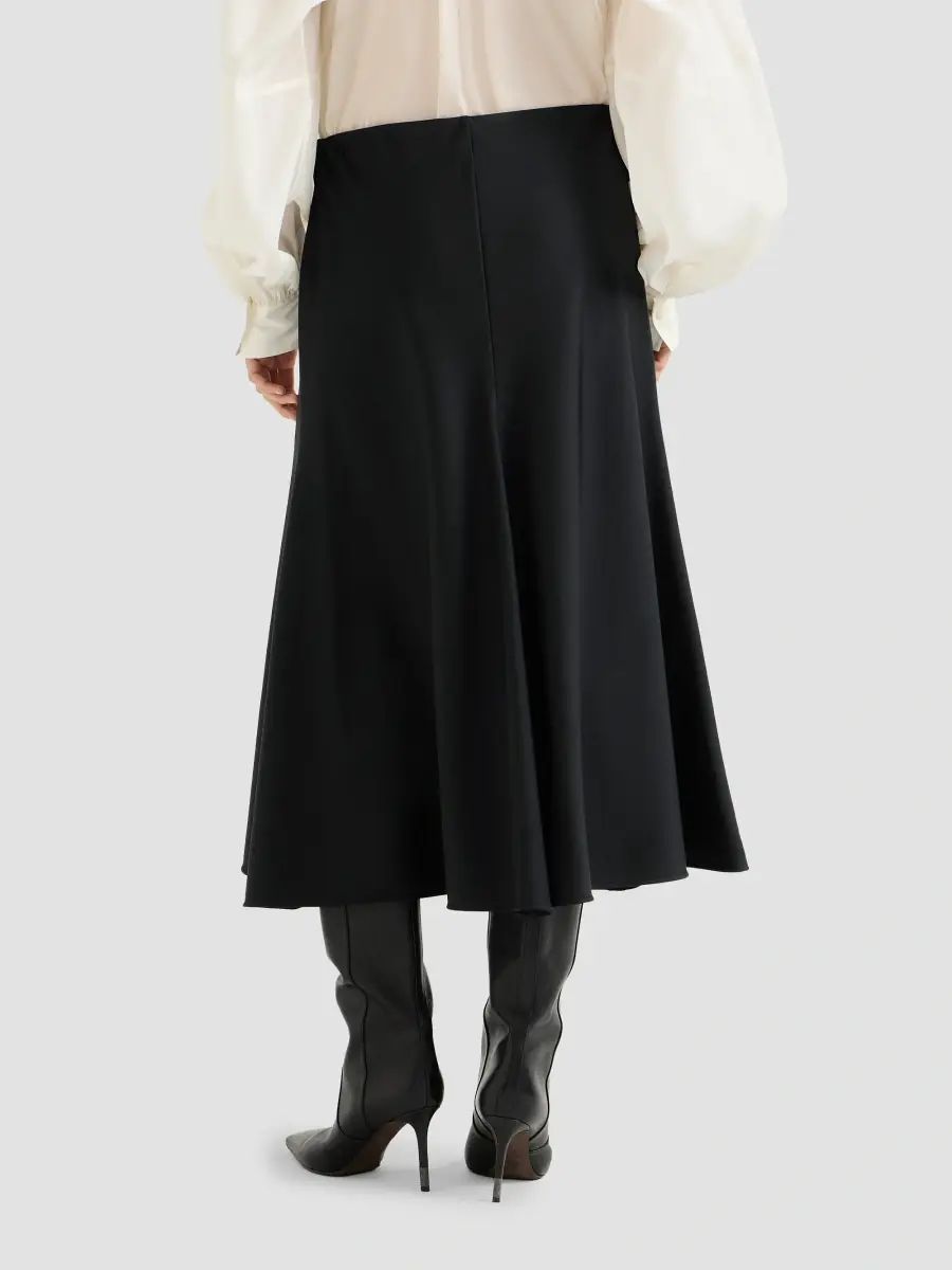 Brunello Cucinelli Women's Comfort Virgin Wool and Viscose Twill Flute Skirt | Thumbnail 4 Brunello Cucinelli Women's Comfort Virgin Wool and Viscose Twill Flute Skirt | Thumbnail 4