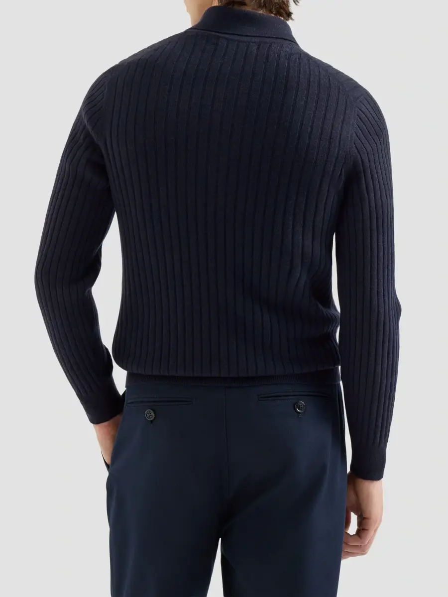 Brunello Cucinelli Men's Cashmere Rib Knit Polo Shirt | Thumbnail 4 Brunello Cucinelli Men's Cashmere Rib Knit Polo Shirt | Thumbnail 4