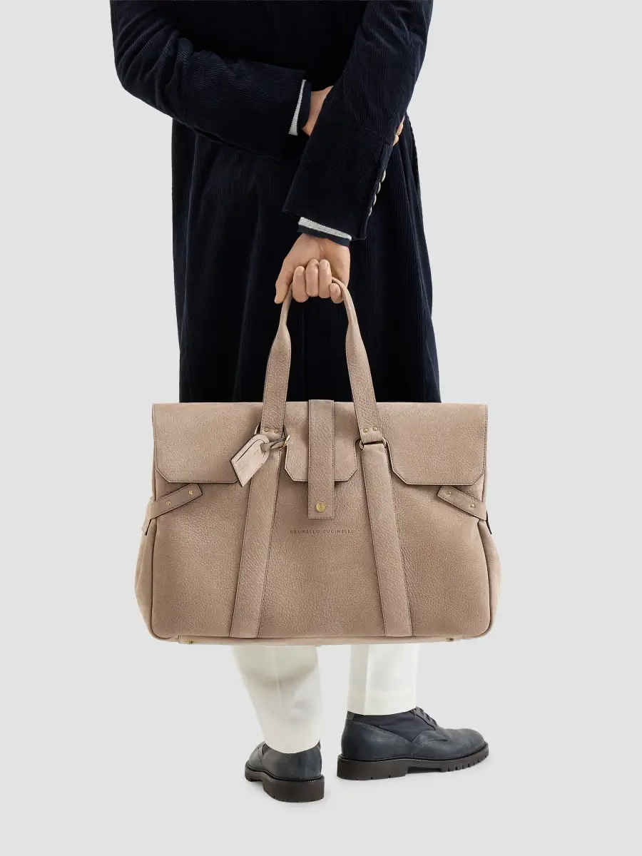 Brunello Cucinelli Men's Textured Nubuck Country Weekender Bag | Thumbnail 2 Brunello Cucinelli Men's Textured Nubuck Country Weekender Bag | Thumbnail 2