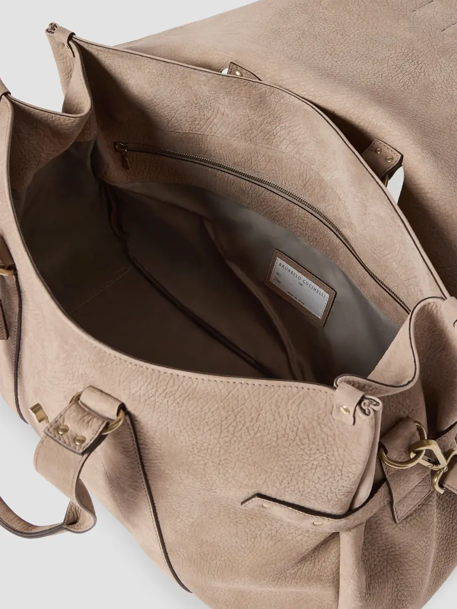 Brunello Cucinelli Men's Textured Nubuck Country Weekender Bag | Thumbnail 5 Brunello Cucinelli Men's Textured Nubuck Country Weekender Bag | Thumbnail 5