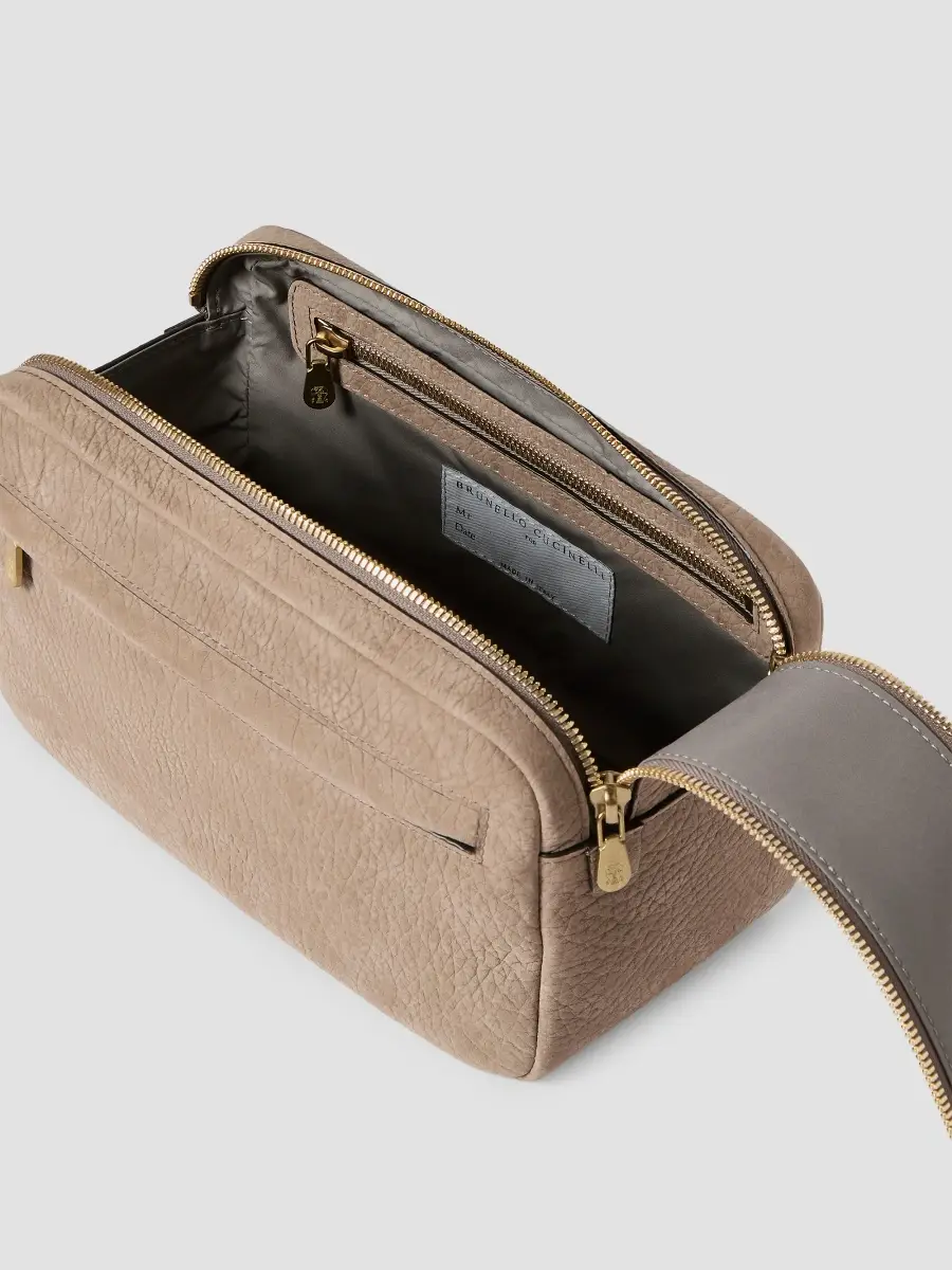 Brunello Cucinelli Textured Nubuck Beauty Case with Double Zipper - Brown | Thumbnail 4 Brunello Cucinelli Textured Nubuck Beauty Case with Double Zipper - Brown | Thumbnail 4