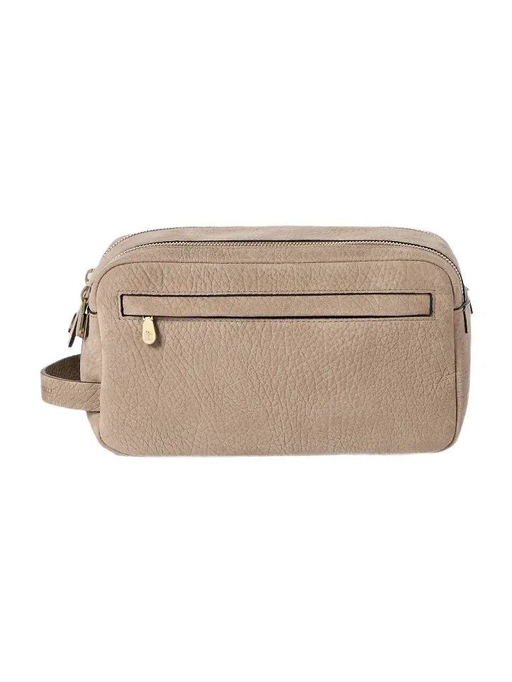 Brunello Cucinelli Textured Nubuck Beauty Case with Double Zipper - Brown