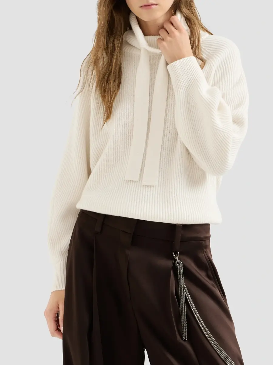 Brunello Cucinelli Women's Cashmere English Rib Turtleneck Sweater | Thumbnail 3 Brunello Cucinelli Women's Cashmere English Rib Turtleneck Sweater | Thumbnail 3