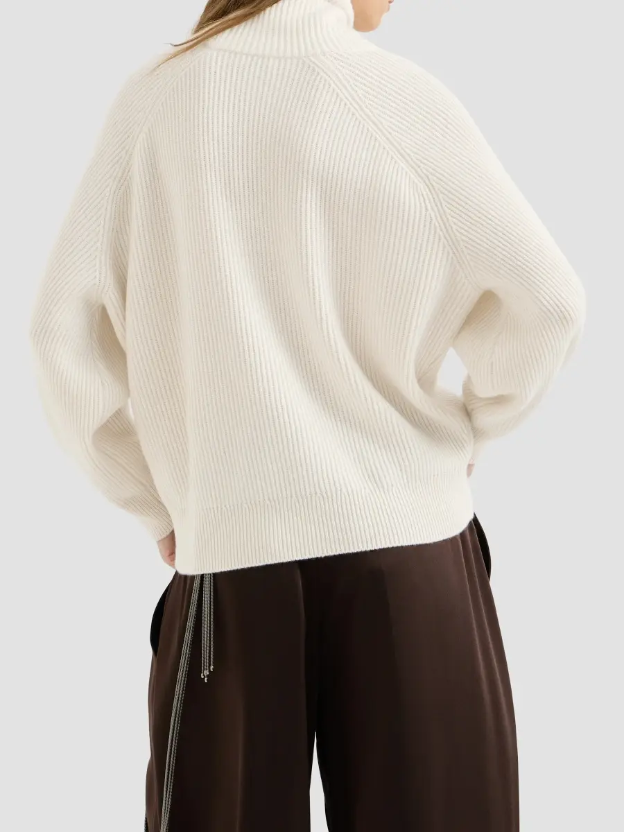 Brunello Cucinelli Women's Cashmere English Rib Turtleneck Sweater | Thumbnail 4 Brunello Cucinelli Women's Cashmere English Rib Turtleneck Sweater | Thumbnail 4