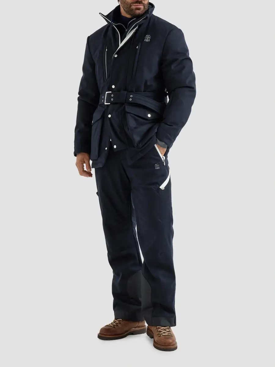 Brunello Cucinelli Men's Bonded Wool Flannel Mountain Trousers with Thermore Padding - Blue | Thumbnail 2