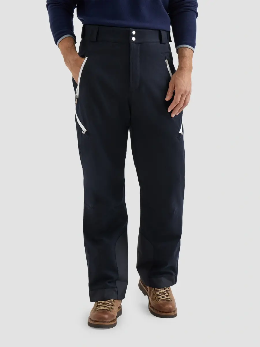 Brunello Cucinelli Men's Bonded Wool Flannel Mountain Trousers with Thermore Padding - Blue | Thumbnail 3