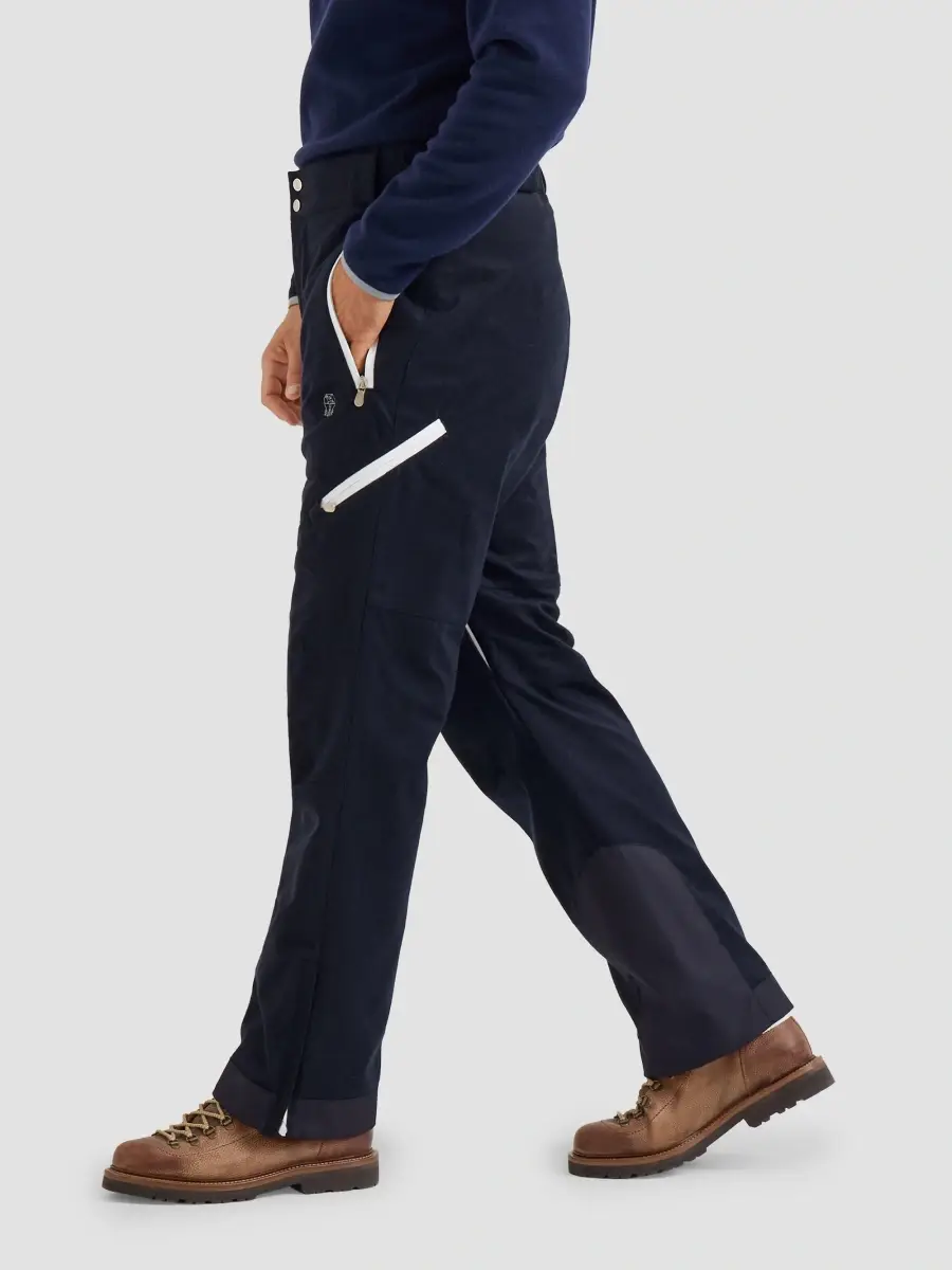 Brunello Cucinelli Men's Bonded Wool Flannel Mountain Trousers with Thermore Padding - Blue | Thumbnail 4