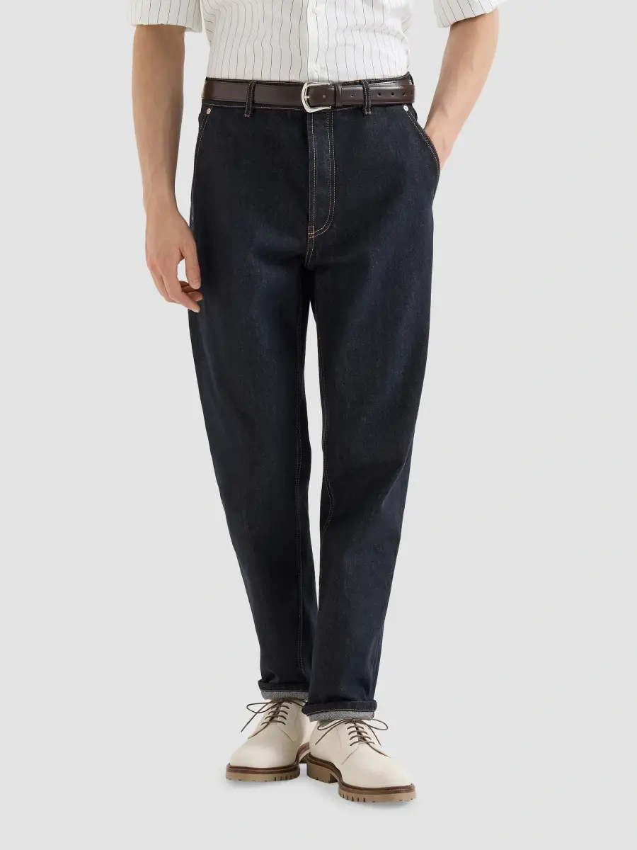 Brunello Cucinelli Men's No-Fade Denim Iconic Fit Jeans | Thumbnail 2 Brunello Cucinelli Men's No-Fade Denim Iconic Fit Jeans | Thumbnail 2
