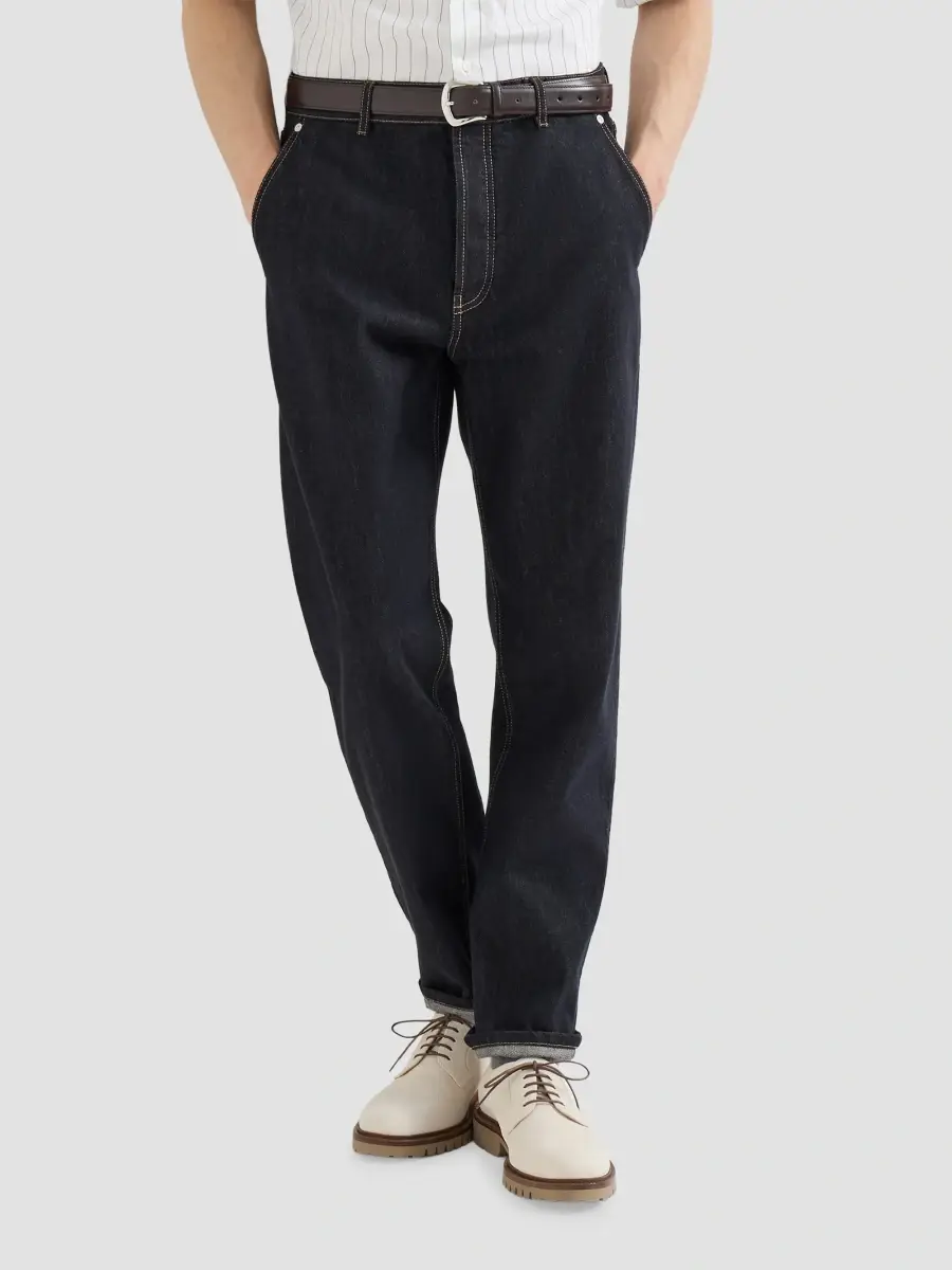 Brunello Cucinelli Men's No-Fade Denim Iconic Fit Jeans | Thumbnail 4 Brunello Cucinelli Men's No-Fade Denim Iconic Fit Jeans | Thumbnail 4