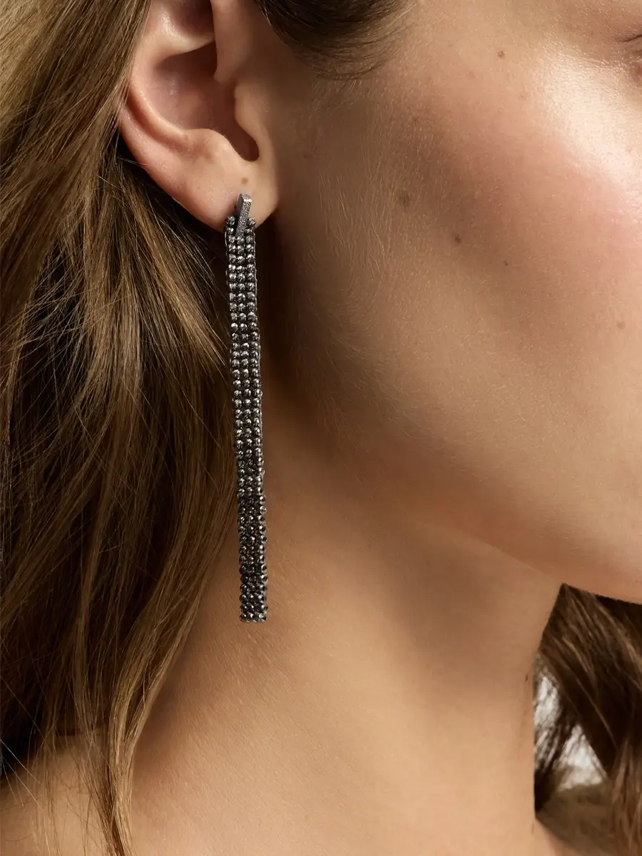 Brunello Cucinelli Women's Sterling Silver Cascade Earrings | Thumbnail 4 Brunello Cucinelli Women's Sterling Silver Cascade Earrings | Thumbnail 4