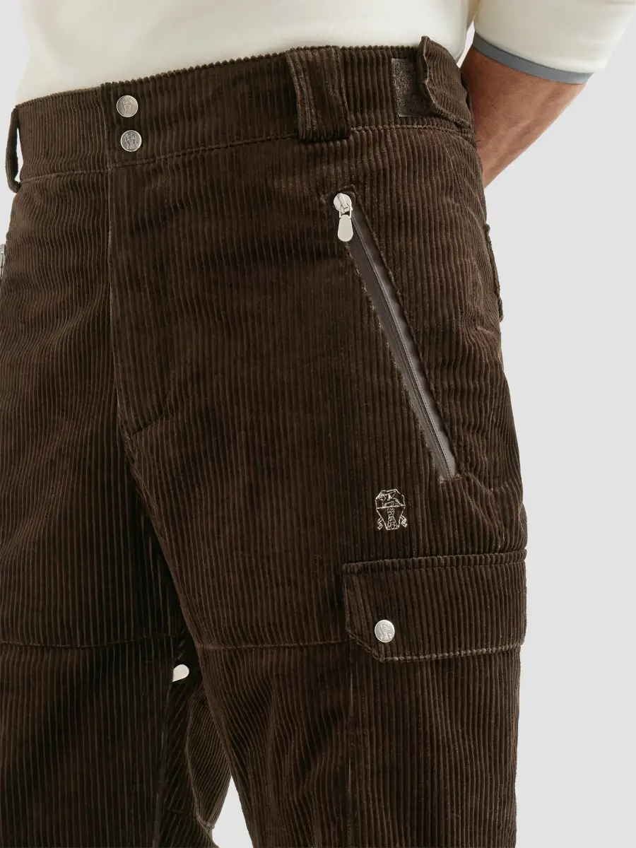 Brunello Cucinelli Men's Cotton Corduroy Mountain Trousers with Thermore Padding - Brown | Thumbnail 6