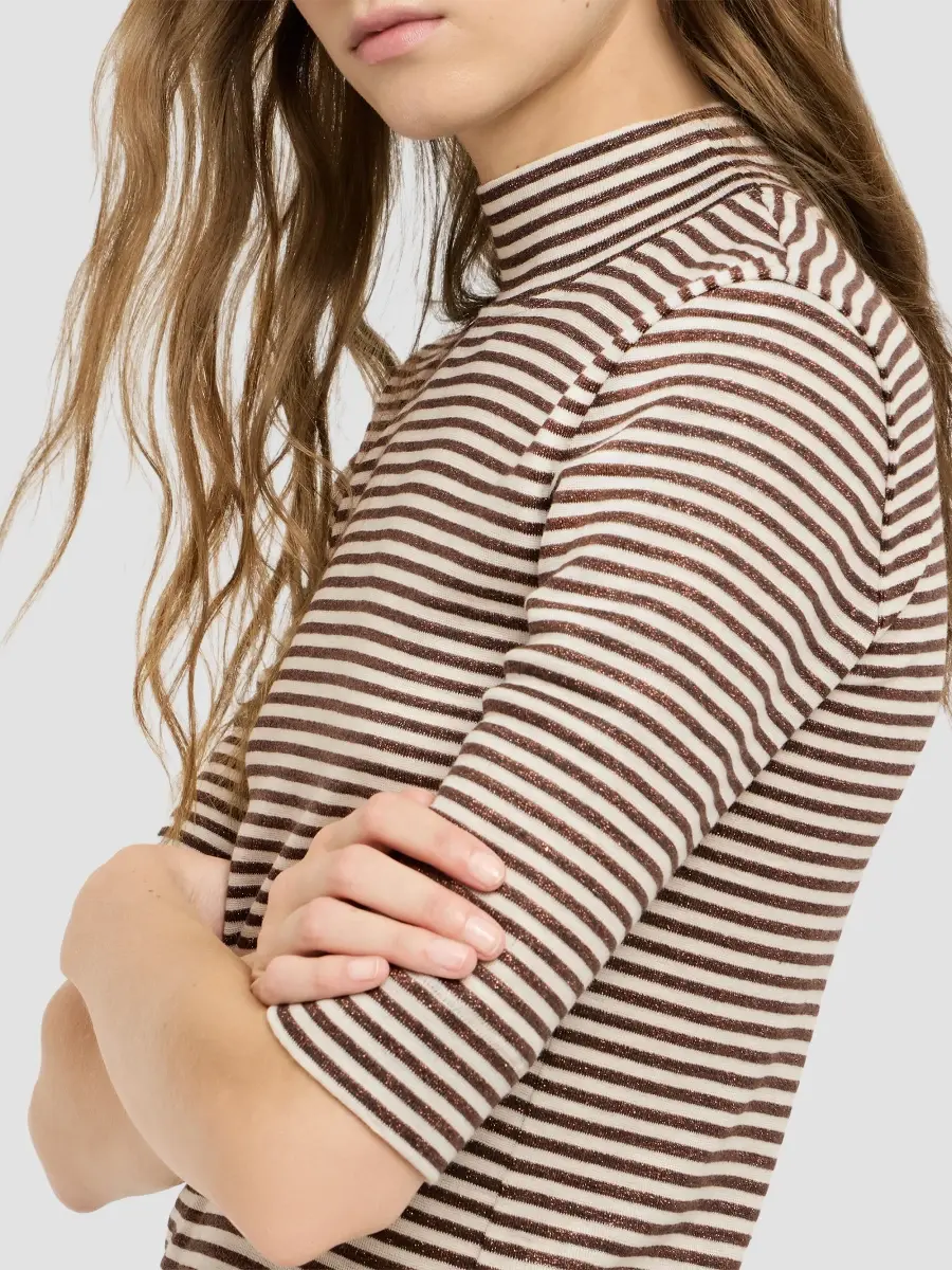Brunello Cucinelli Women's Virgin Wool Jersey Mock Neck T-Shirt | Thumbnail 5 Brunello Cucinelli Women's Virgin Wool Jersey Mock Neck T-Shirt | Thumbnail 5